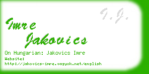 imre jakovics business card